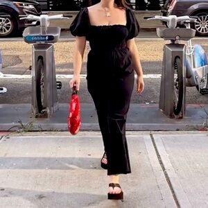 Nasty Gal Black Puff Sleeve Jumpsuit